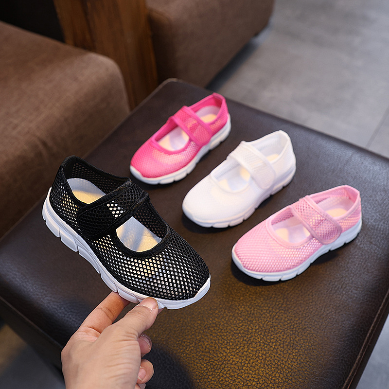Spring and Summer Middle and Big Children's Hollow Breathable Children's Shoes Candy-colored Girls' Single-layer Shoes Boys and Students Travel Shoes Light Quick-dry Mesh Shoes