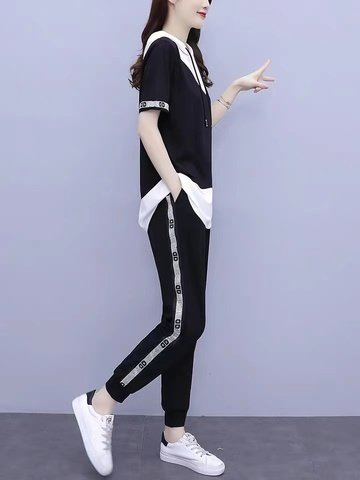 Picture of 2023 Summer Dress Women's Plus Size Chubby Sister Slimming Age-reducing Casual Fashion Suit Two-piece Fashionable Wear