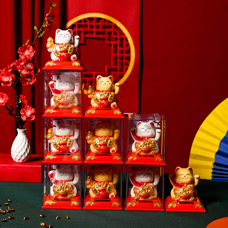 Picture of New lucky cat decoration wholesale solar automatic hand-shaking car decoration cake decoration creative gift cross-border