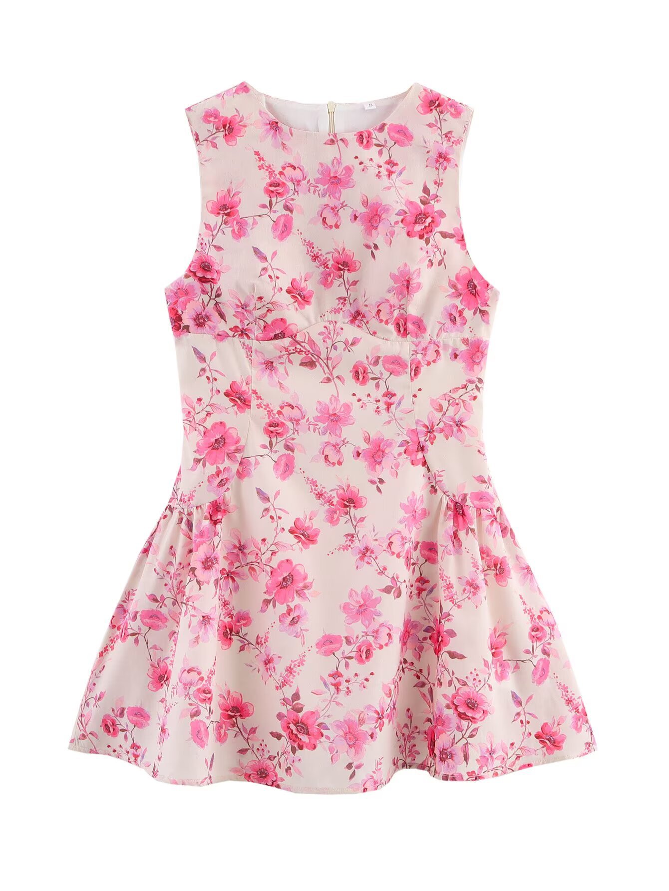 ZA cross-border 2025 European and American style spring new women's sweet poplin flower printed jumpsuit dress