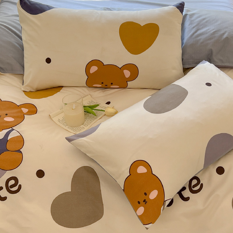 Picture of Small Fresh Summer Four-piece Bed Sheet Quilt Cover Single Student Dormitory Three-piece Cartoon Bedding