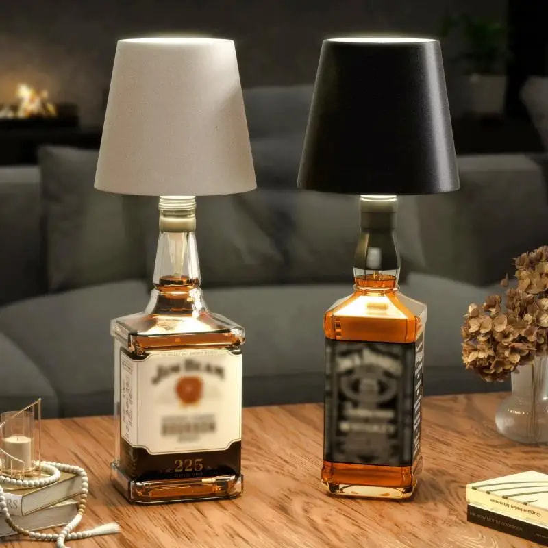 Cross-Border Led Creative Wine Headlight Embedded Clear Bar Restaurant Removable Charging Rgb Dimming Decorative Wine Bottle Table Lamp
