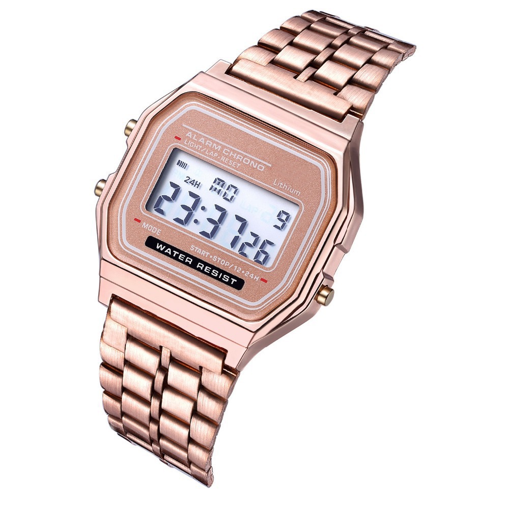 Picture of 2023 steel belt led electronic watch ultra-thin gold and silver Cold Light watch F91W steel belt Harajuku style fashion multi-function table