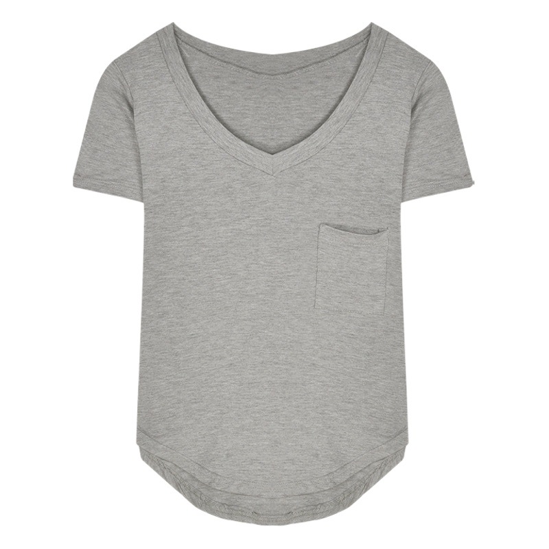 T-shirt Women's 2025 Summer New V-neck Design Sense Inner Base Shirt Irregular Hot Girl Pure Desire Short-sleeved Top