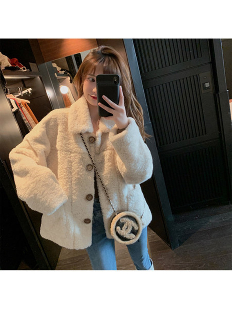 Picture of Lamb Wool Outwear for Women Autumn and Winter 2025 New Loose Long-Sleeved Thickeneded Velvet Outwear K-Style Versatile Seasonal Short Style
