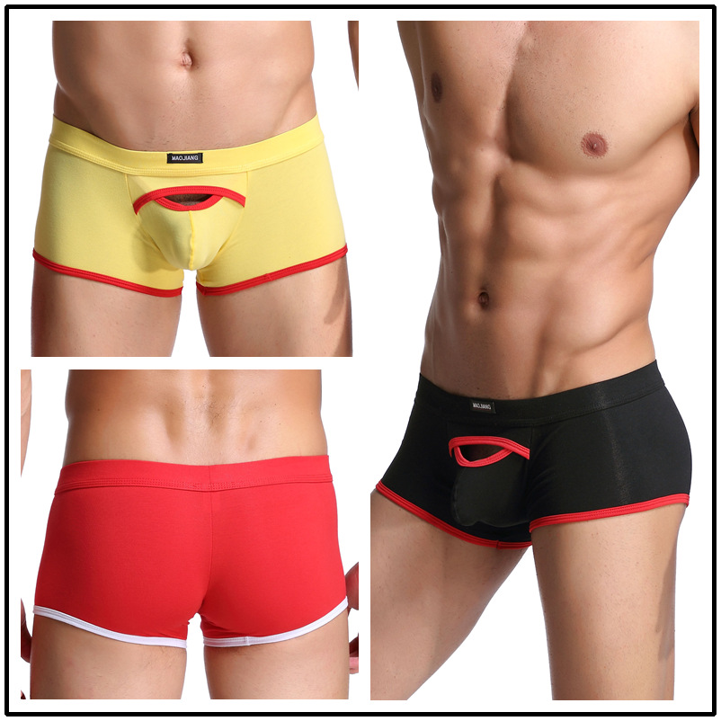 New Cross-Border Foreign Trade Men's Pure Cotton Underwear U-Convex Pouch Sexy Comfortable Large Boxer Briefs 1611 Breathable and Comfortable
