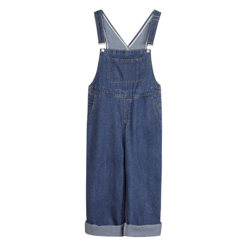 Japanese Style Versatile Denim Overalls for Women 2024 Spring & Fall New Design Retro Loose Suspenders Wide Leg Long Pants