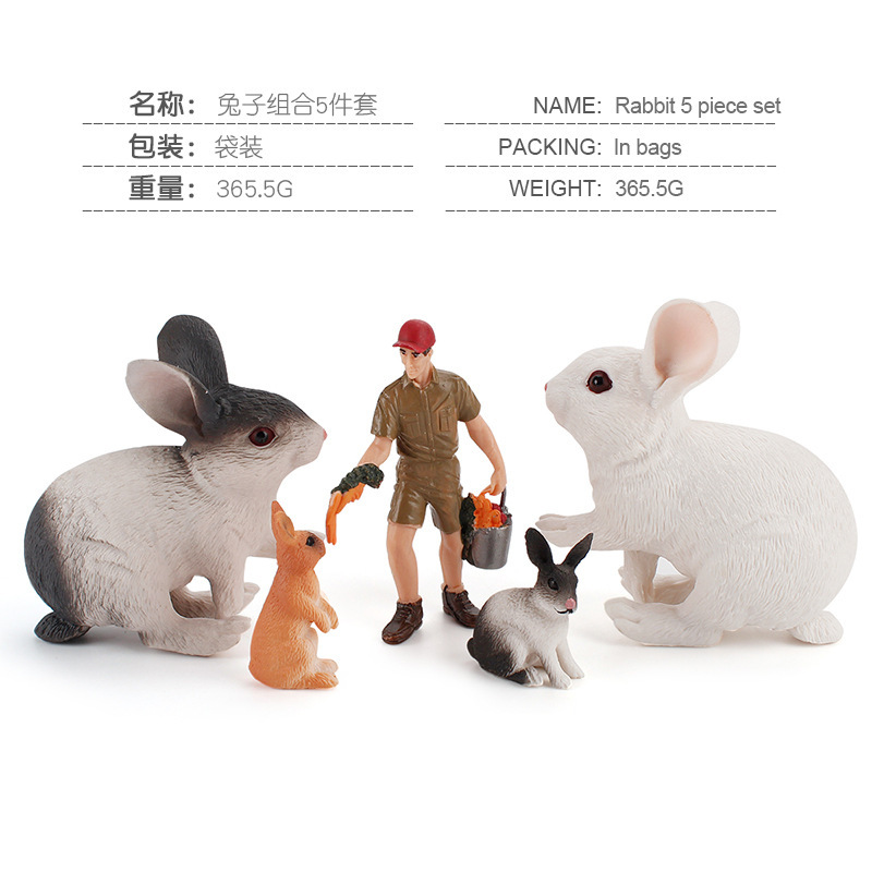 Picture of Farm livestock scene big rabbit simulation squat standing posture rabbit breeder micro landscape miniature model ornaments