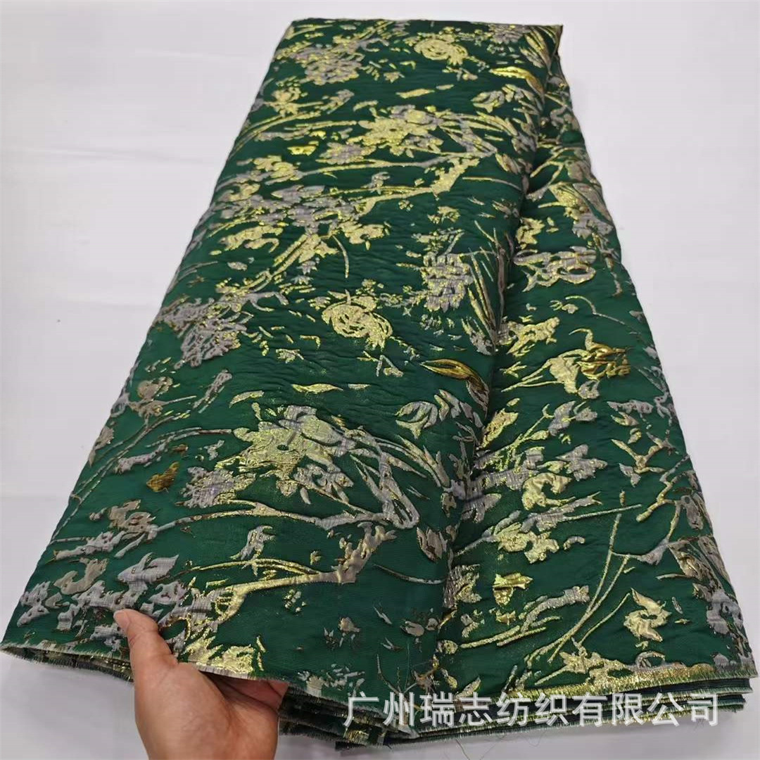 Yarn-dyed jacquard gold silk embossed flower ethnic style pettiskirt fashion fabric African Brocade lace