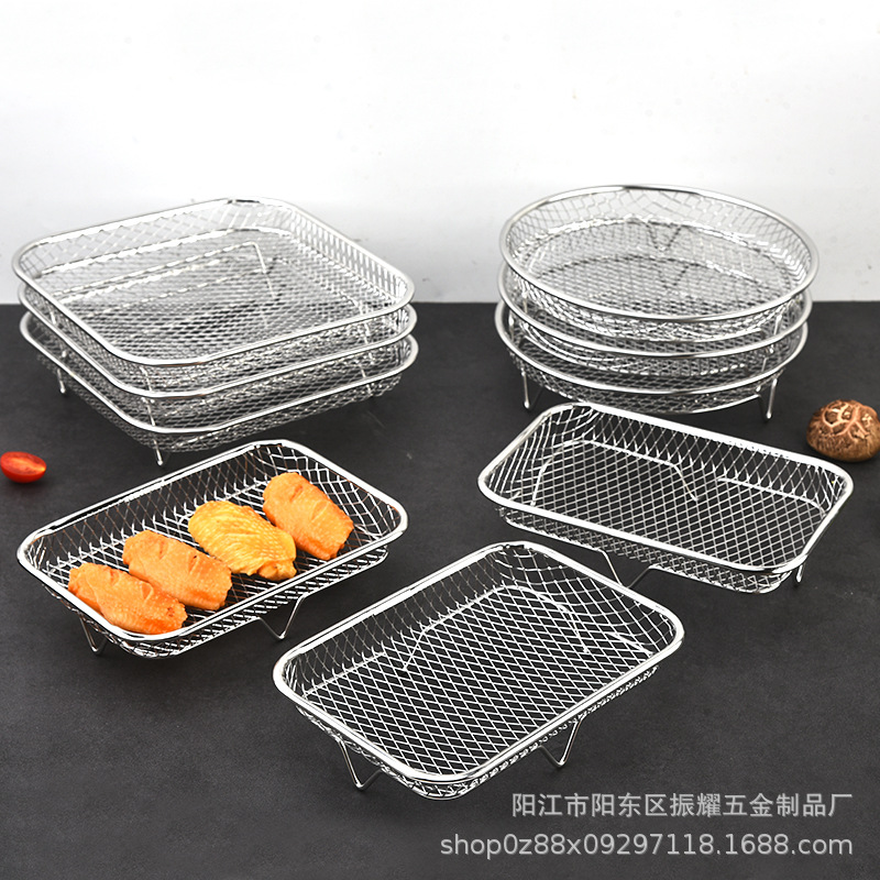 Picture of Multifunctional Air Fryer 304 Stainless Steel Edging Process Accessories Grill Steam Rack Multi-Layer Universal Kitchen Utensils