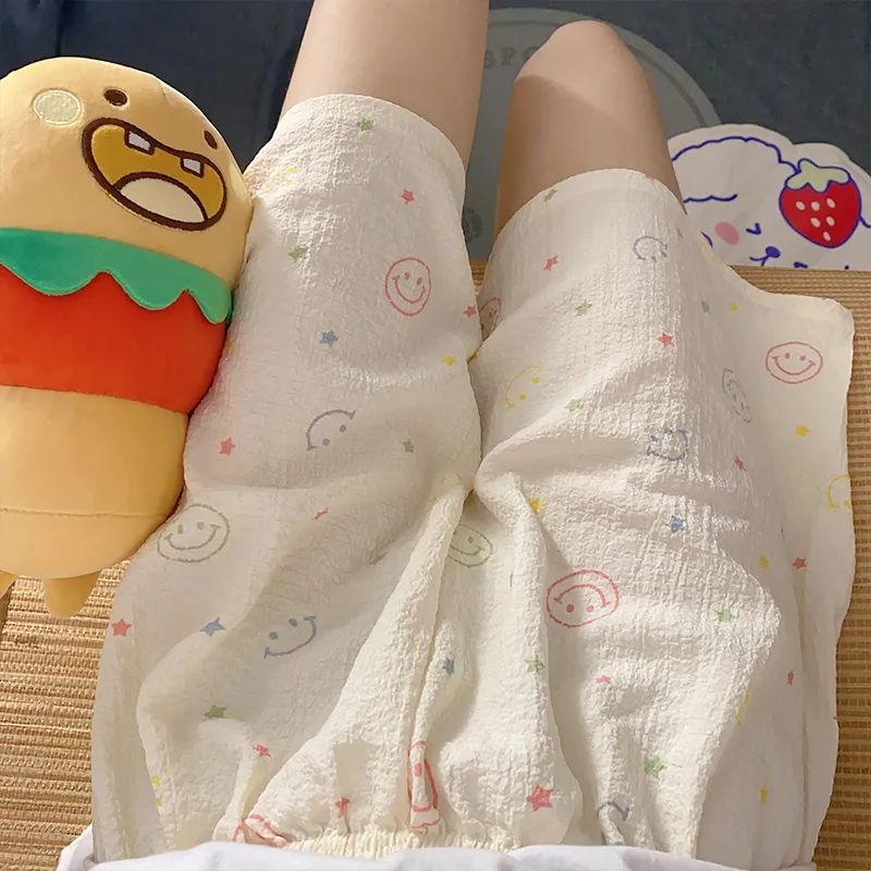 Summer Pajama Pants Women's Baby Cotton Anti-mosquito Pants Cartoon Printed Thin Casual Shorts Home Pants Outer Wearing Walking Pants