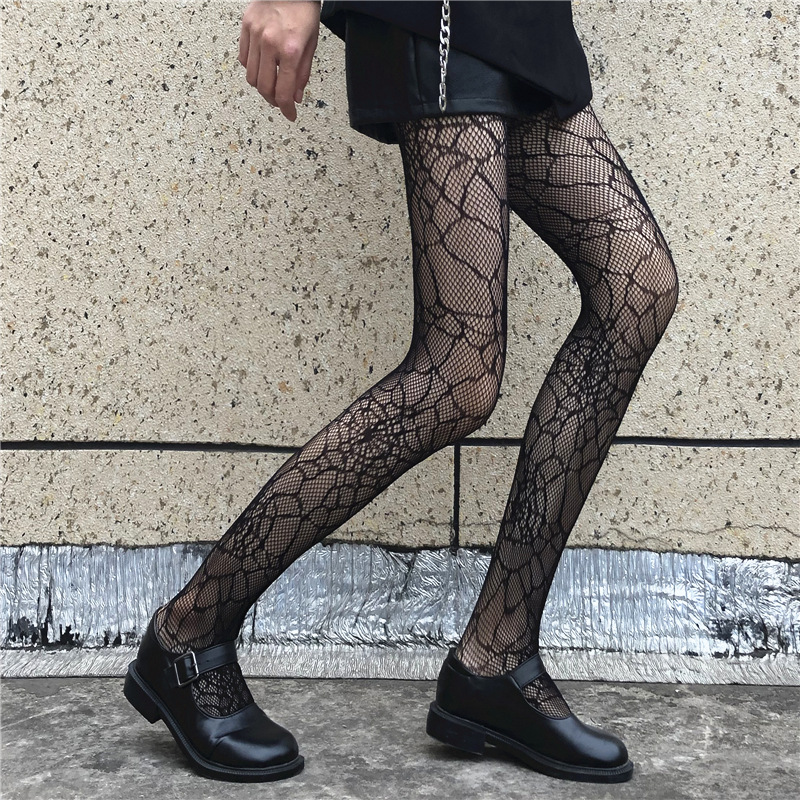 Sexy Spider Net Stockings Black Silk Stockings Women's Autumn and Winter Pantyhose Black Ins Trendy Net Red