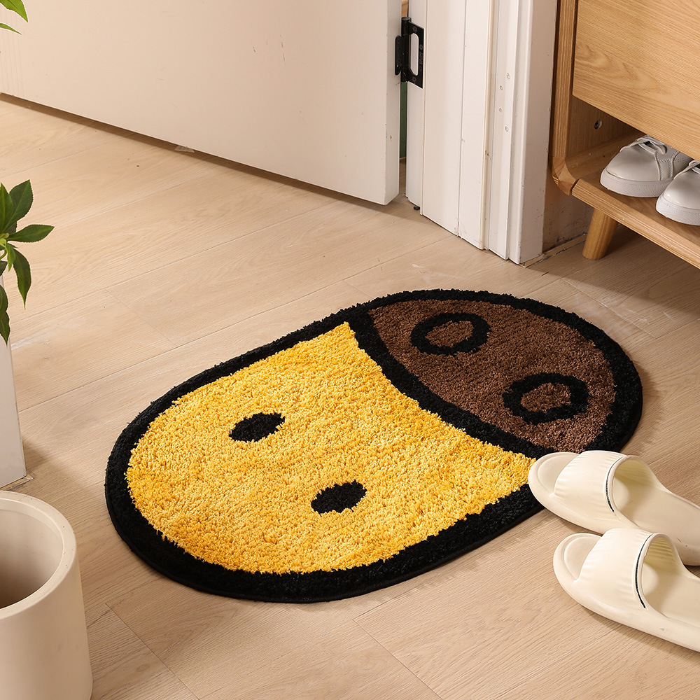 Picture of Flocked Round Bedroom Door Mat, Non-Slip Bathroom Absorbent Floor Mat, Entrance Door Mat, Children's Mat, Non-Slip and Absorbent