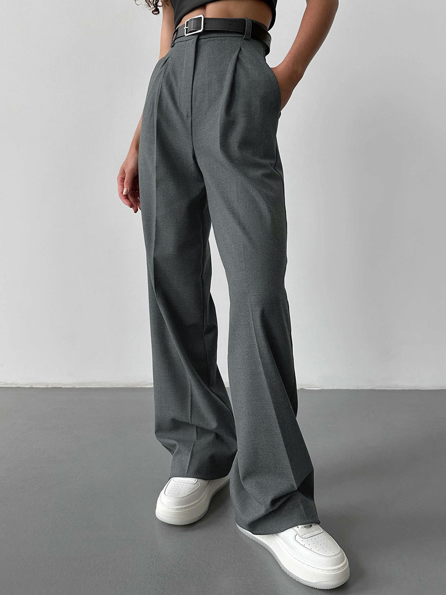 Cross-border suit pants European and American 2025 spring and summer new ladies casual temperament commuter loose straight trousers suit pants