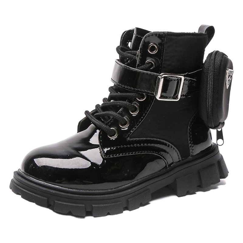 Girls' Boots 2025 Spring and Autum New Single Boots Fashionable Girls British Style Short Boots Kidsren's Plush Leather Boots Trendy
