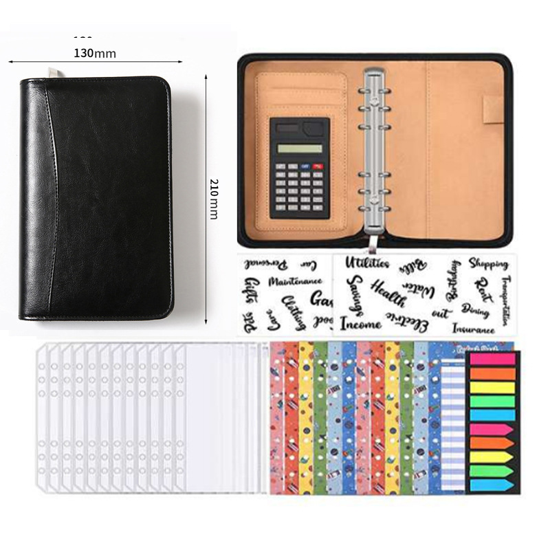 Picture of Solid Color Business Loose-leaf Hand Ledger Wholesale Zipper Bag with Calculator Multifunctional Notebook Notepad Print LOGO