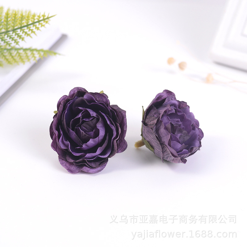 Picture of Artificial Flower Head diy Handmade Accessories Headgear Flower Court Color Flower Morandi Color Tea Rose Fragrant Princess Peony