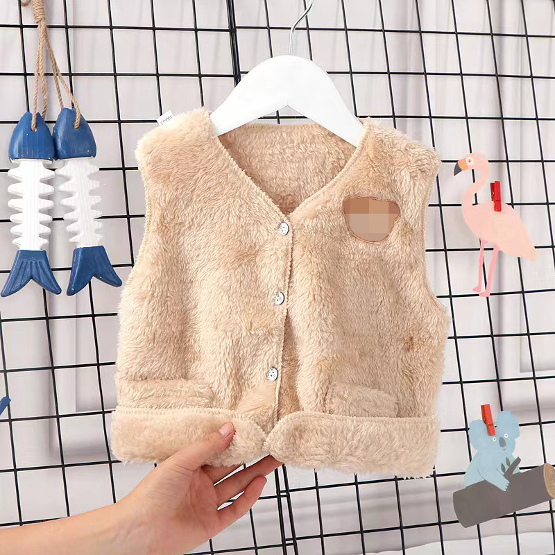 Picture of Children's vest spring and autumn double-sided coral fleece men and women baby fleece-lined vest Korean style waistcoat flannel baby vest