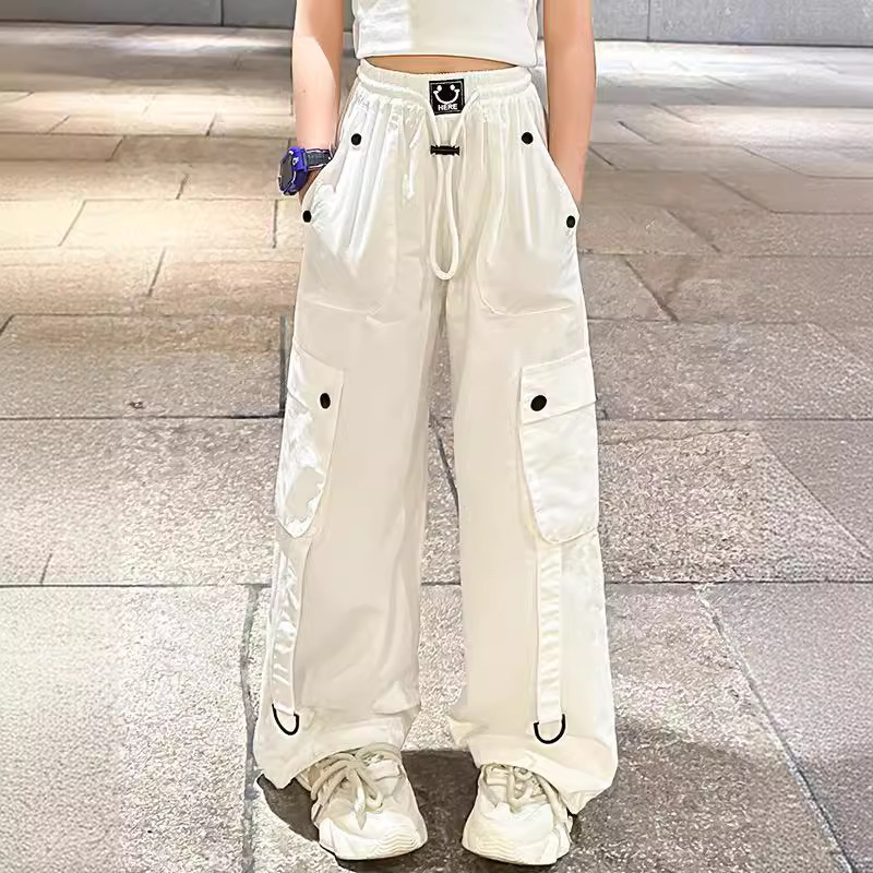 Girls' Overalls Summer 2024 New Children's Summer Trousers Loose Western Style Hip Hip-Hop Girls' Wide Leg Pants