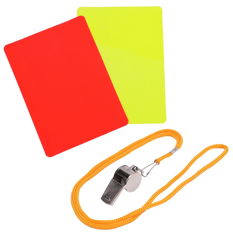 Picture of Football referee Red Yellow card yellow card red card with paper tape pencil with leather case referee record penalty yellow red card