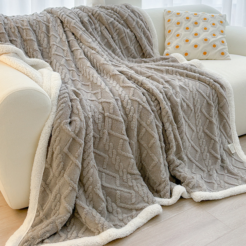 Picture of Winter Tafu Fleece Blanket Double Thickened Coral Fleece Blanket Lamb Fleece Nap Blanket Sofa Blanket Autumn and Winter