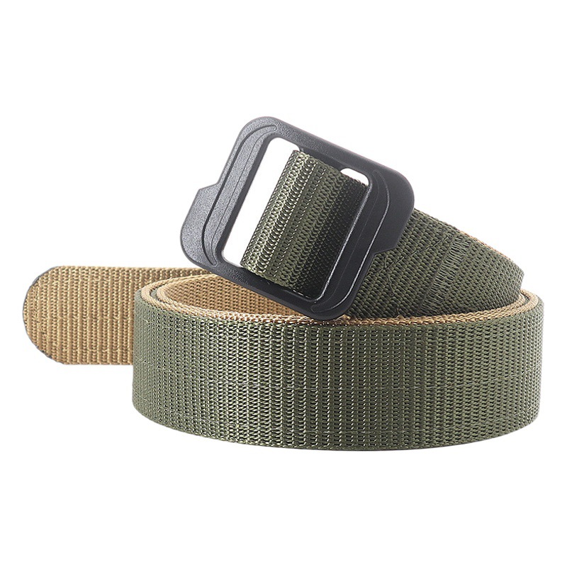 Men's Belt Thickened Double-sided Belt Security Outdoor Canvas Tactical Japanese Buckle Belt Military Training Duty