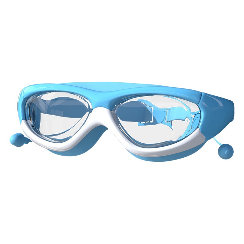 Children's Swimming Goggles Large Frame Multi-Color Waterproof and Anti-Fog Swimming Goggles for Children, Boys and Girls, Water Play Goggles with Earplugs