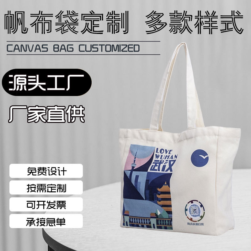 Polyester-Cotton Canvas Handbag Customized Colorful Uv Printing Colorfulful Heat Transfer Printing Canvas Bag with Logo Printing