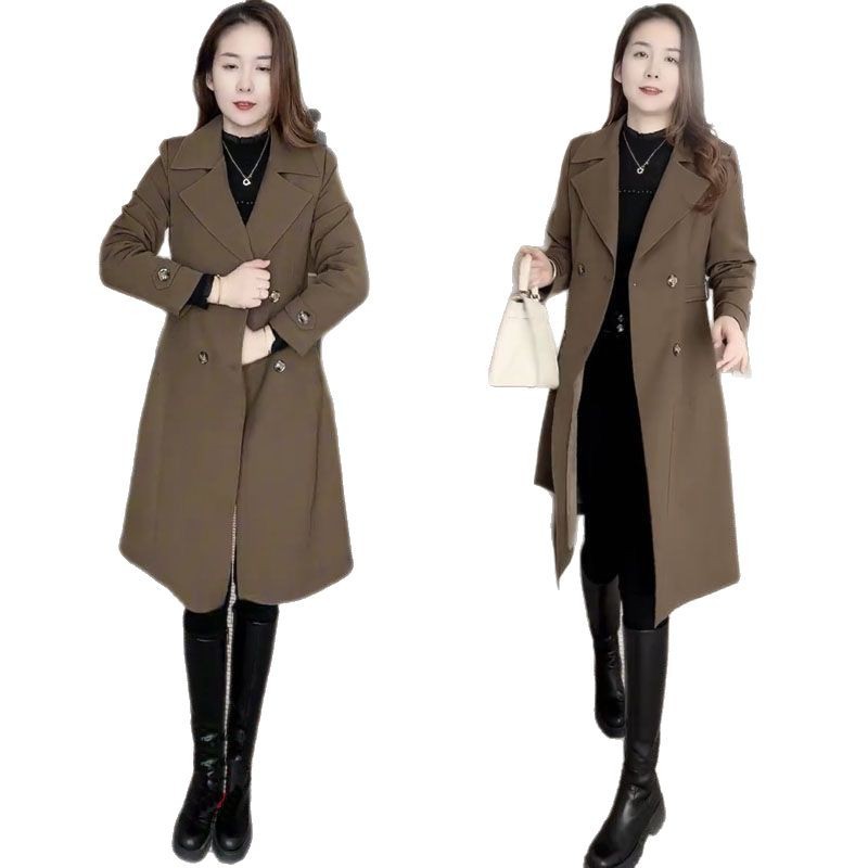 Picture of Mid-length Windbreaker Coat Women's 2025 Autumn and Winter New Arrival Foreign Elegant Slim Look Dress Collar Cotton Warm All-match Coat
