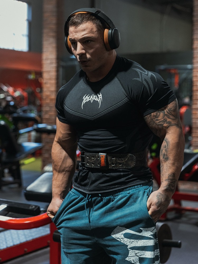 YOUNGAL New Fitness Clothes Coach Sports T-shirt Tight Clothes Men's High Elastic Training Clothes Short Sleeve Fitness Clothes