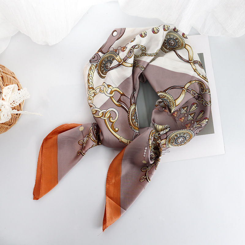 Picture of 90cm Cloud Brocade Square Scarf Hangzhou Silk Scarf Turban Shawl Scarf Women's Summer Outer Wear Spring Autumn Winter