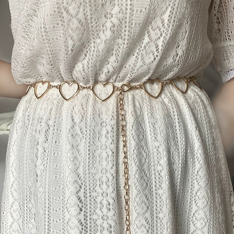 Picture of European and American Cross-Border Jewelry Simple New Cut Out Heart Size Peach Heart Waist Ornaments Cold Style Hip-Hop Pants Chain Waist Chain