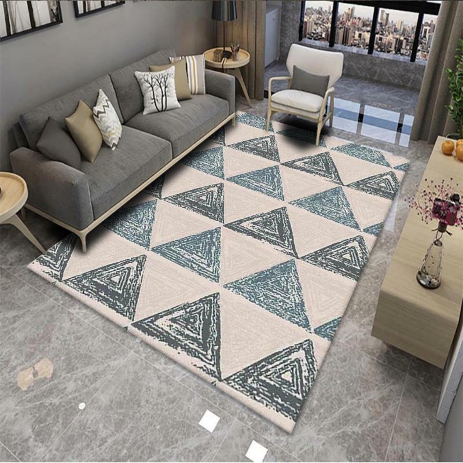 Picture of Modern Simple Living Room Carpet Geometric Pattern Home Study Sofa Printing and Dyeing Carpet Homestay Hotel Carpet Floor Mat