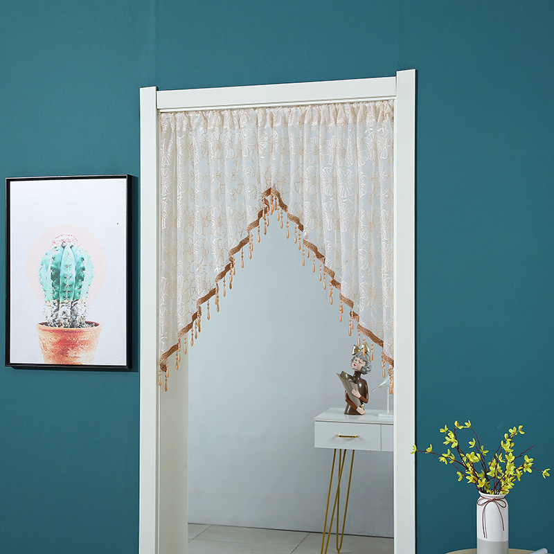 Picture of American Style Light Luxury Pendant Gauze Curtain Non-perforated Door Curtain Embroidered Half Triangle Curtain New Style Bedroom Entrance Partition Decoration