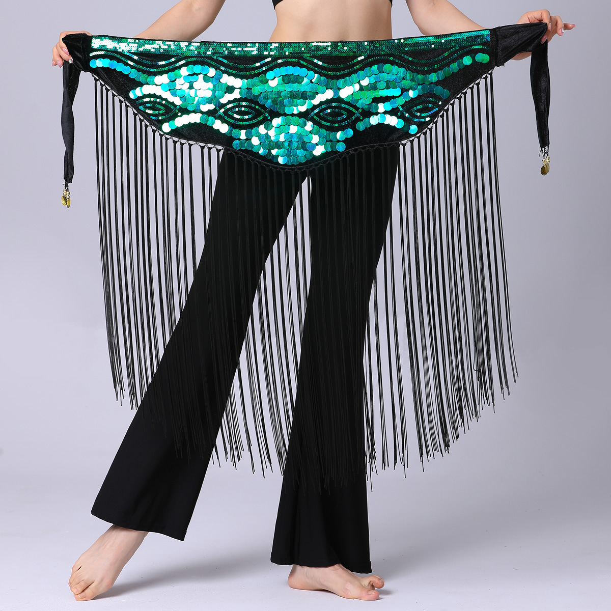 Picture of Sequin long tassel waist chain, belly dance waist chain, belly dance waist ornaments, dynamic belly dance waist chain Y1025