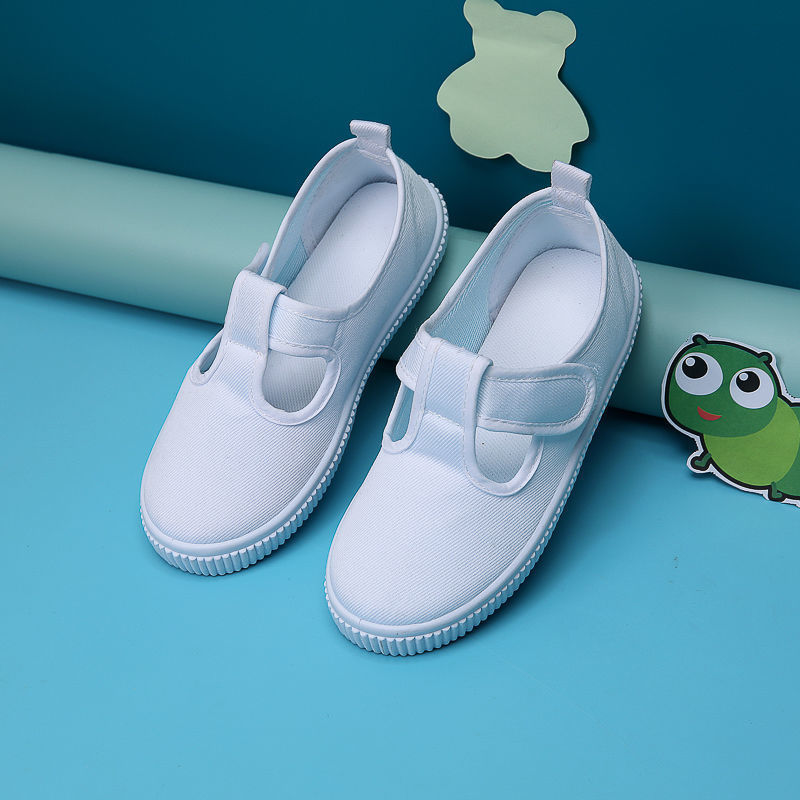 Picture of White shoes children's kindergarten white cloth shoes indoor student children's shoes baby dance shoes boys and girls white sneakers