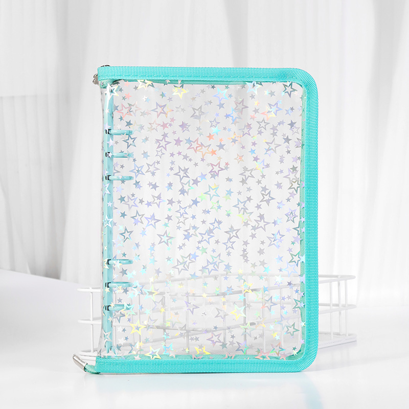 Picture of Spot Cute Popular Storage Bag Six-Hole Loose-Leaf Book Ins Style Star Chasing A5A6 Transparent Zipper Notebook Shell