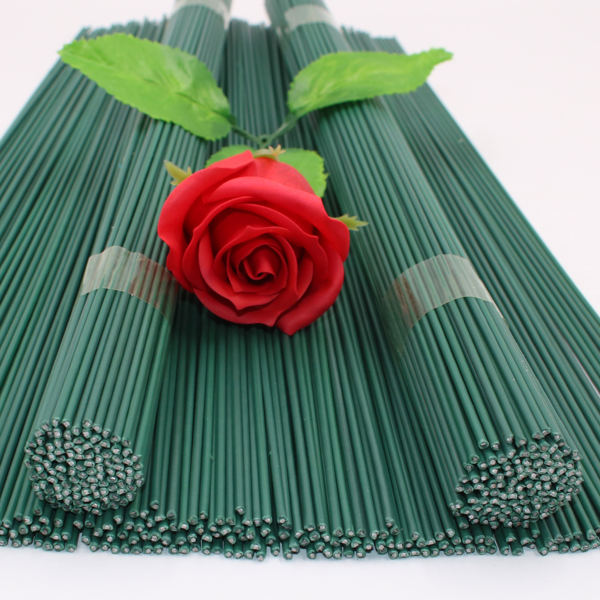 Picture of Factory wholesale 2mm plastic bag flower Rod 30cm green floral iron wire artificial flower handmade diy FLORAL production