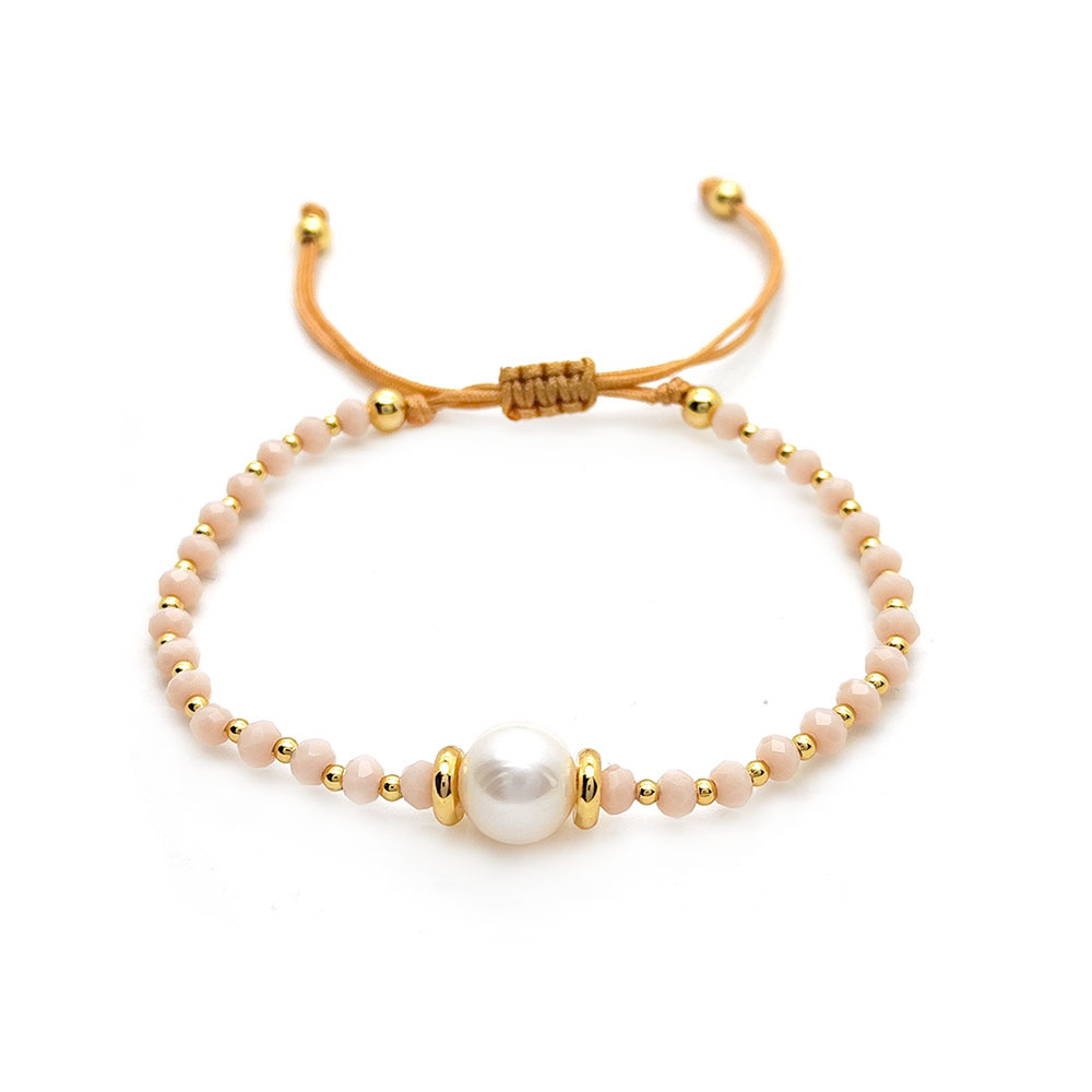 Picture of Ins Style Fashionable Handmade Beaded Facet Crystal Bracelet All-match Natural Freshwater Pearl Bracelet Women's European and American Cross-border Bracelet