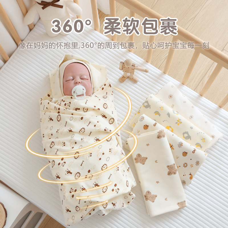 Picture of Newborn baby wrap cotton 0-12 months early baby delivery room single swaddling wrap four seasons universal quilt