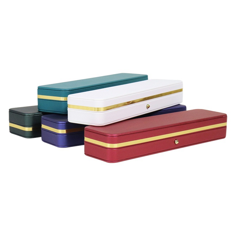 Round Corner gold buckle jewelry box ring box necklace box fashion golden edge jewelry packaging box PU bracelet jewelry box
