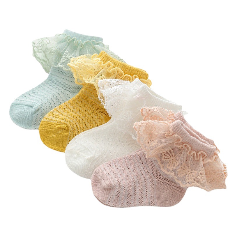 Picture of Girls lace socks summer thin 0-6-12 months baby socks children lace princess socks mesh spring and autumn