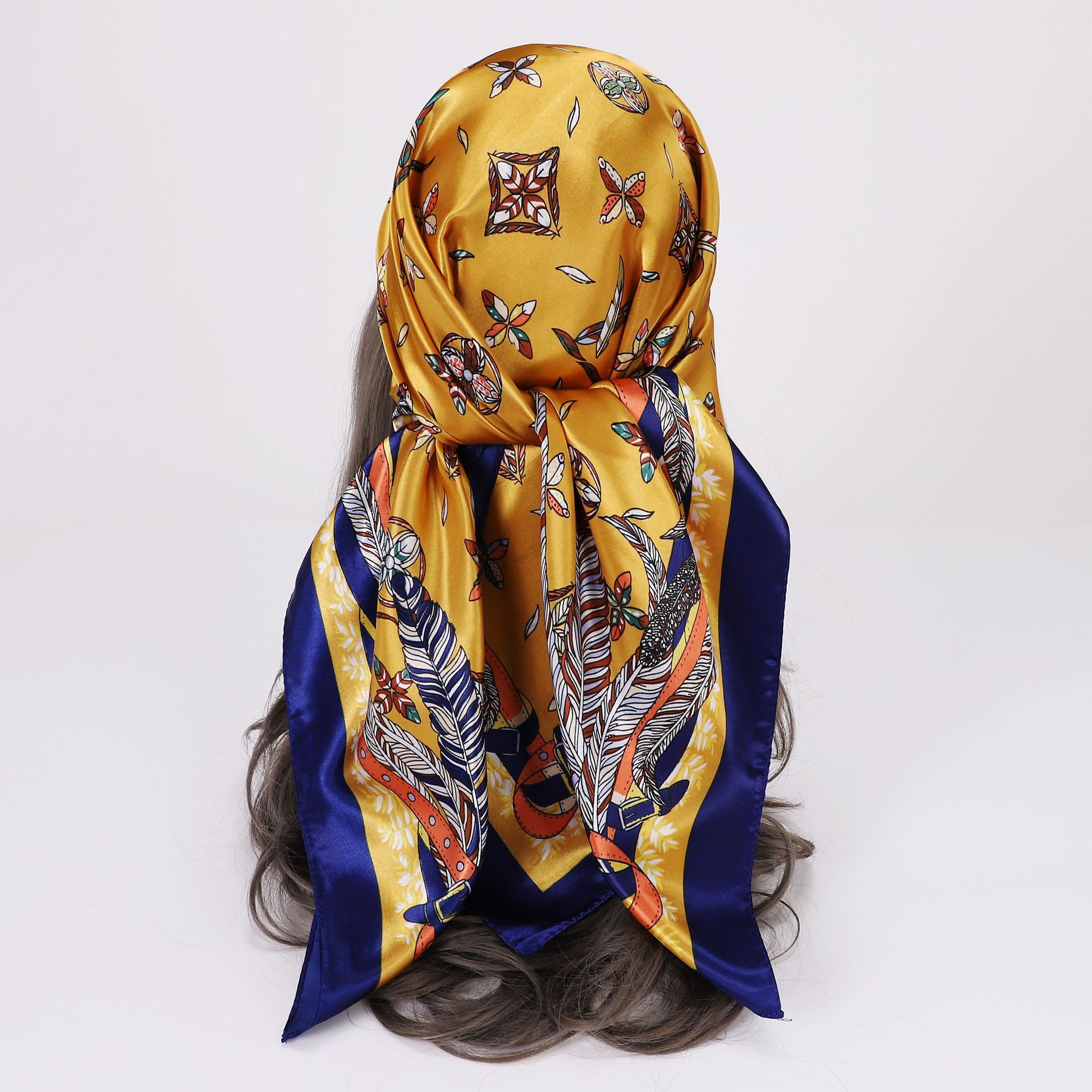 Picture of Simulated Silk Scarf Women's Headscarf 90*90cm Square Scarf Pattern Scarf Shawl European and American Cross-Border Scarf Wholesale