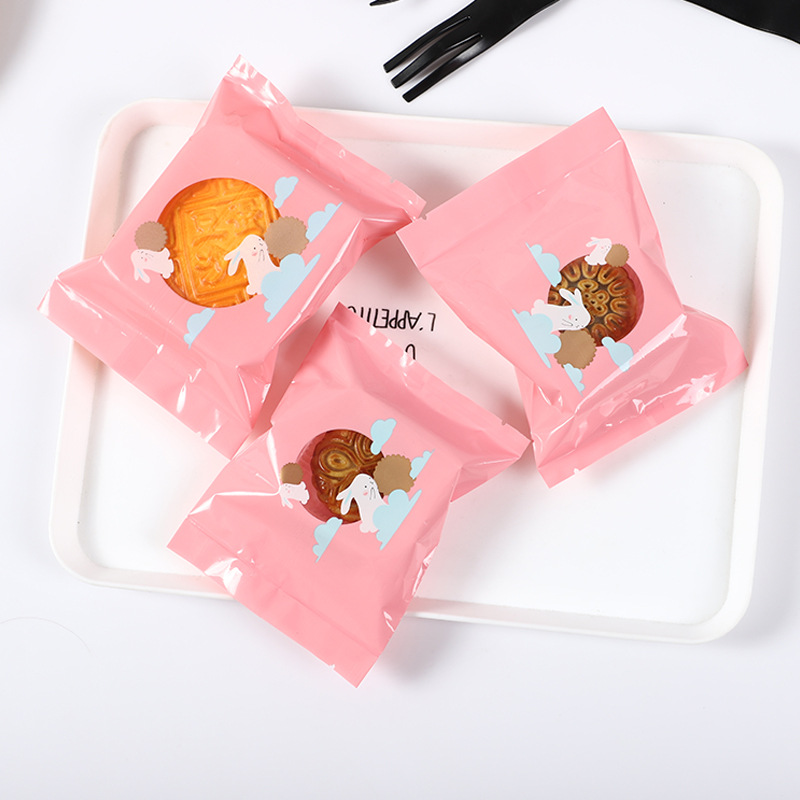 100 Cantonese moon cake packaging bag machine sealing bag New Jade Rabbit transparent moon cake snowflake crisp packaging bag wholesale