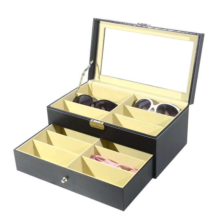 Picture of Spot 12 double-layer glasses box wholesale lid window transparent with drawer sunglasses packaging stall box