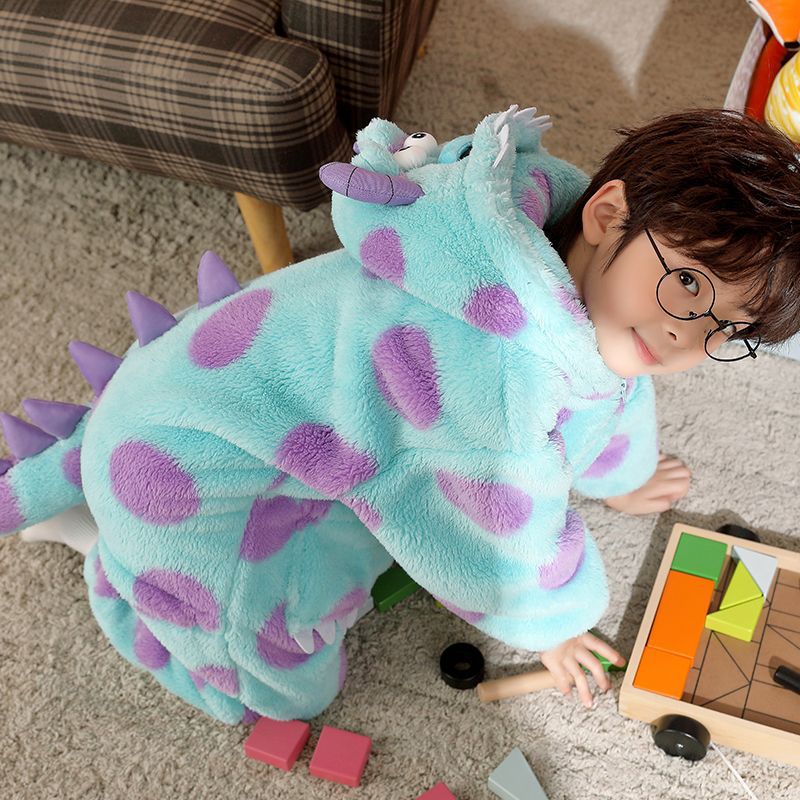 Picture of Funny Clothes Children's One-piece Pajamas Parent-child Clothes Boys Family of Three or Four Sullivan Winter fleece-lined One-piece Clothes