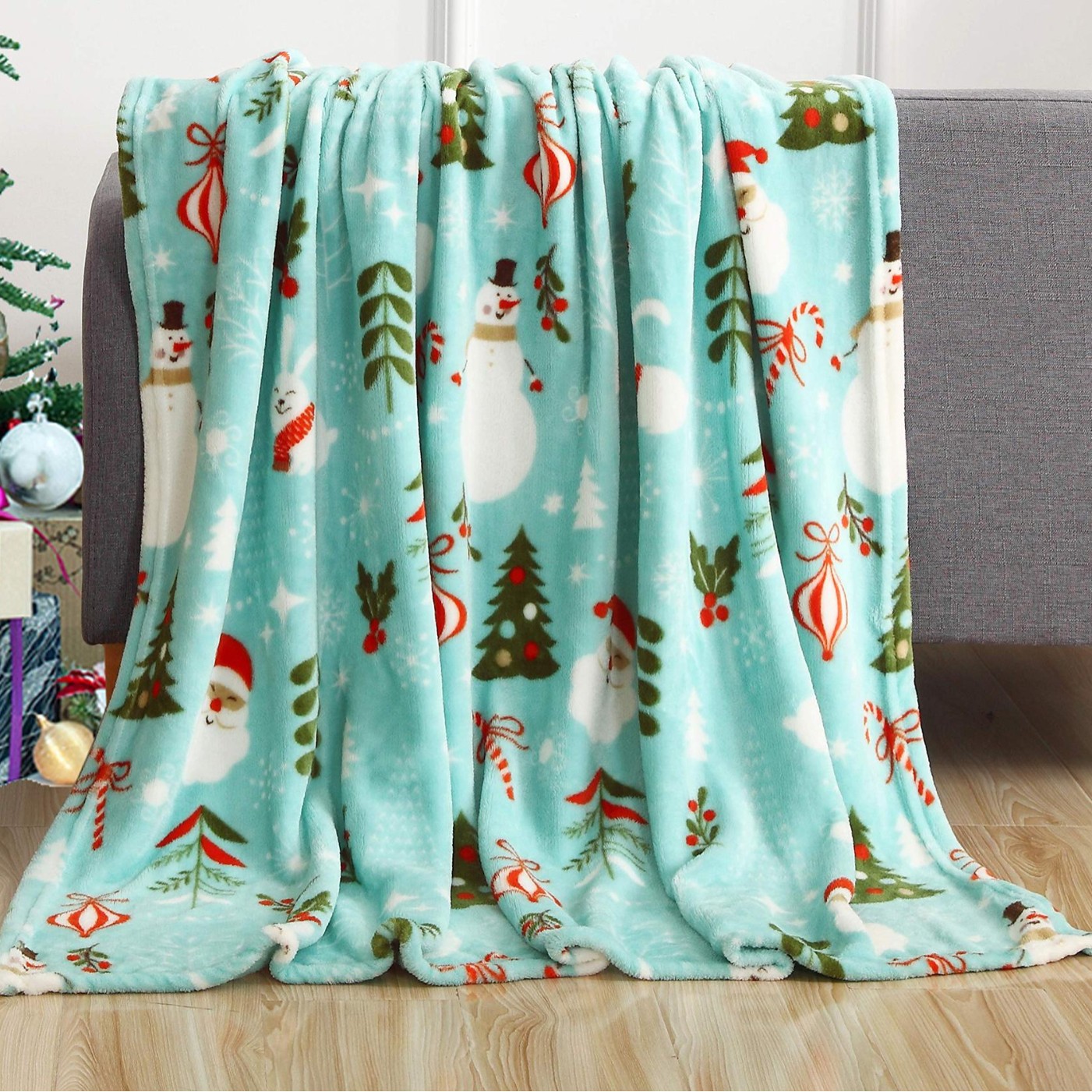 Picture of Christmas atmosphere winter snowman blanket soft and comfortable flannel warm home essential blanket holiday gift