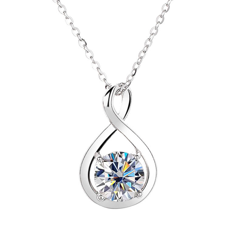 Sterling Silver S925 Mosan Diamond 8-word Necklace 2 karat D Color Send GRA Certificate Cross-border Hot Heavy Industry Advanced Pendant
