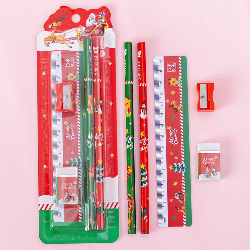 Picture of Children's Day Gift Cartoon Stationery Set Student Pencil Set Original New Five-piece Set Rubber Pencil sharpener