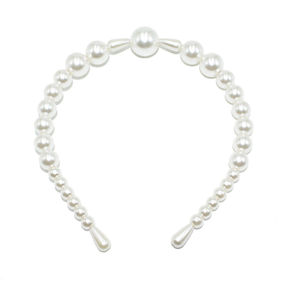 Picture of European and American Hot Selling Ladutong Large Pearl Headband Wedding Headwear Photo Studio Jewelry Handmade Beaded Pearl Headband